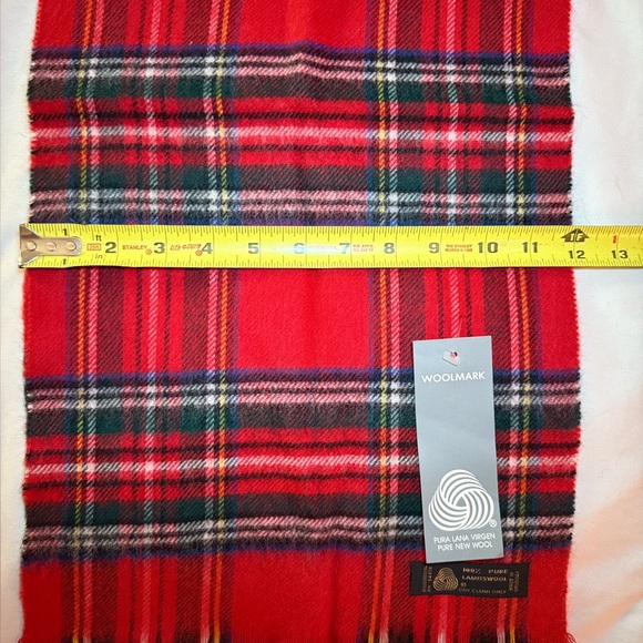 Pure Lambs Wool Vibrant Red Plaid Scarf - Picture 6 of 8